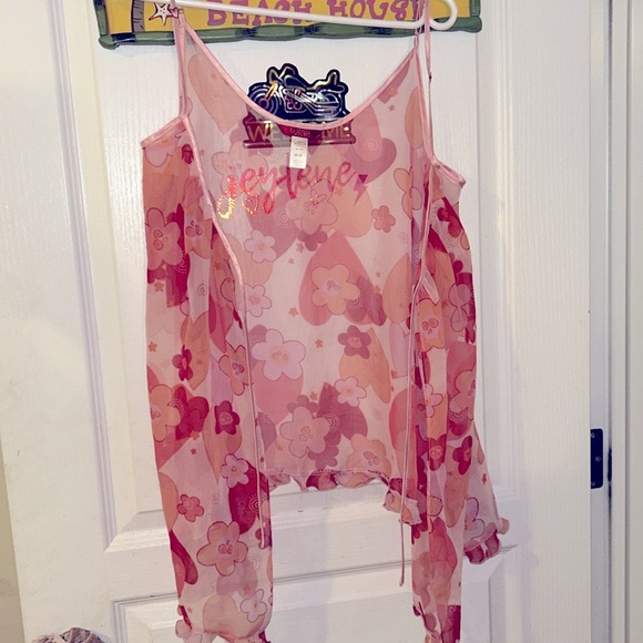 LA SENZA MESH TIE UP FLORAL VINTAGE TOP - Picture 7 of 7